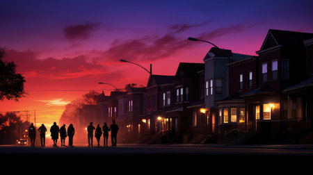 cityscape sunset urban backgroundの素材