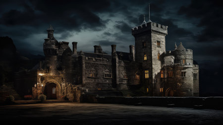 building architecture dark backgroundの素材