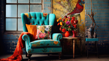 vintage chair interior backgroundの素材