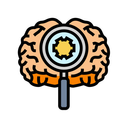 brain research neuroscience neurology color icon vector illustrationのイラスト素材