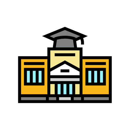 high school building color icon vector illustrationのイラスト素材