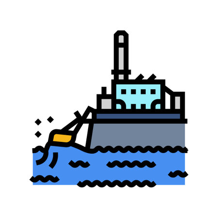 wave plant tidal power color icon vector illustrationのイラスト素材