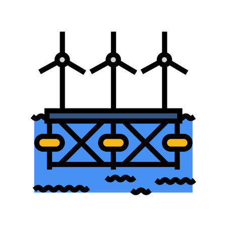 floating wave platform color icon vector illustrationのイラスト素材