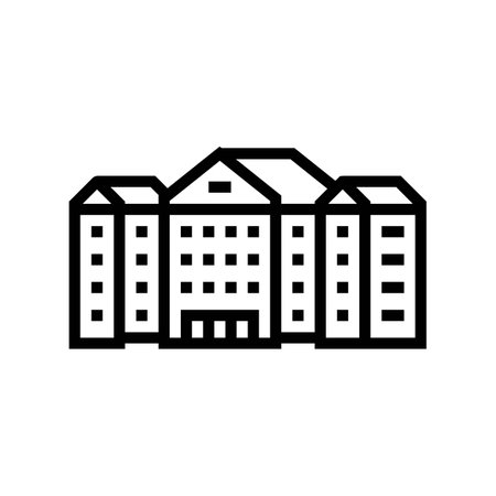 facility school building line icon vector illustrationのイラスト素材