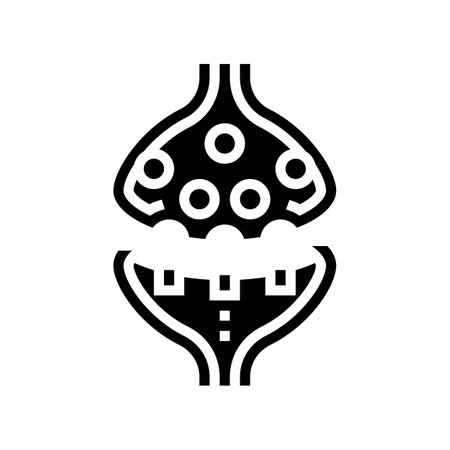 synaptic transmission neuroscience neurology glyph icon vector illustrationのイラスト素材