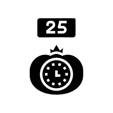 pomodoro technique time management glyph icon vector illustrationのイラスト素材