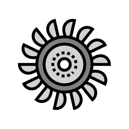 water turbine blades hydroelectric power color icon vector illustrationのイラスト素材
