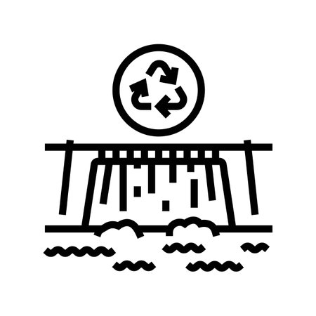 clean energy source hydroelectric power line icon vector illustrationのイラスト素材