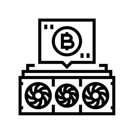 cryptocurrency mining line icon vector illustrationのイラスト素材
