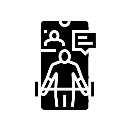 remote fitness coaching glyph icon vector illustrationのイラスト素材