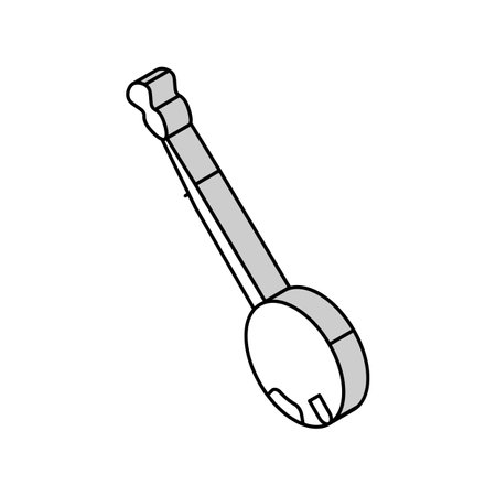banjo stringed musician instrument isometric icon vector illustrationのイラスト素材
