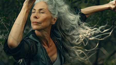 exercise senior woman yogaの素材