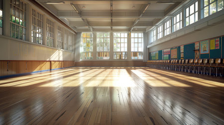 echoes empty school hallの素材