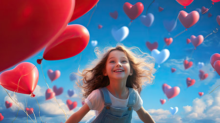 sky balloon love backgroundの素材