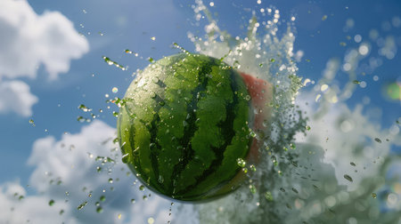 summer watermelon fallingの素材