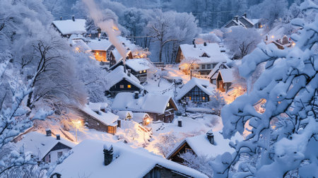 frost snowy villageの素材