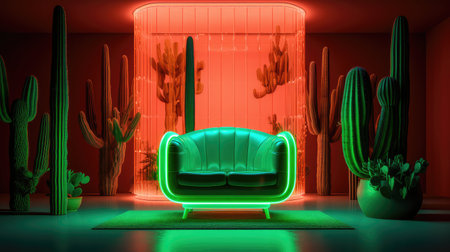 colorful interior neon backgroundの素材