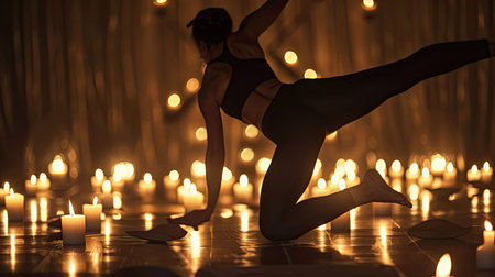 mindfulness candle lit yogaの素材