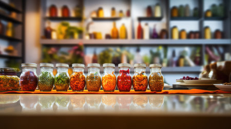 counter kitchen blurred roomの素材