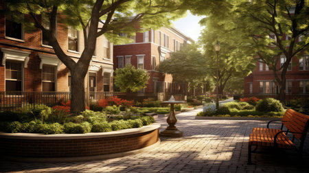 spacious suburban apartment buildingの素材