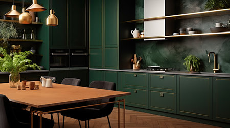 fresh green kitchen backgroundの素材
