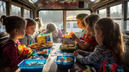 menu school bus foodの素材