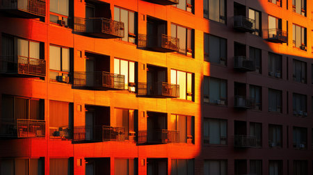balcony evening apartment buildingの素材