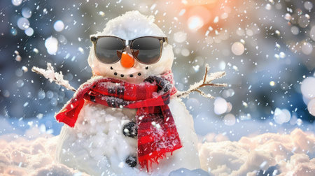 holiday snowman with sunglasses Inの素材