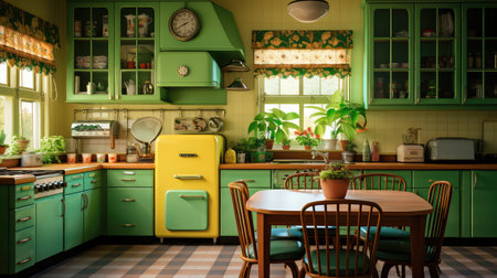 organic green kitchen backgroundの素材