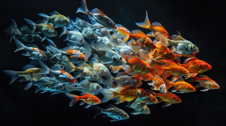 ocean school of fish isolatedの素材