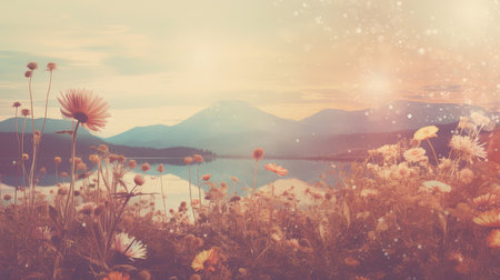 warm sun vintage backgroundの素材