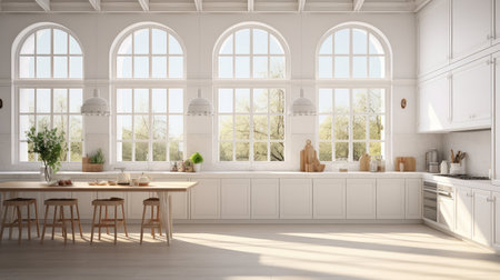 spacious light kitchen backgroundの素材