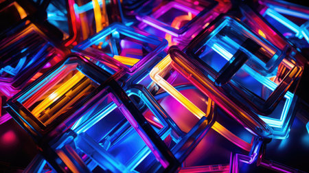 abstract geometric neon backgroundの素材