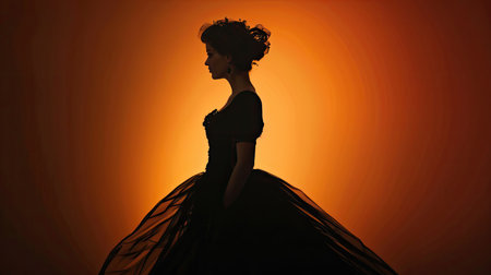 vintage victorian woman silhouetteの素材