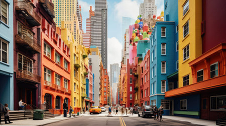 design street skyscraper buildingの素材