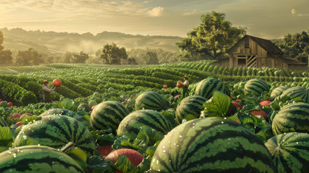 harvest watermelon farmの素材