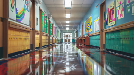 teacher hallway grade schoolの素材