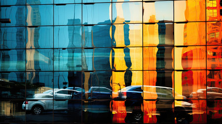 city reflection skyscraper buildingの素材