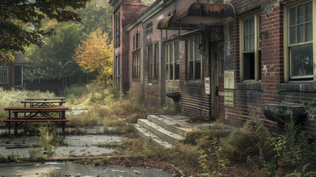 abandoned closed schoolの素材