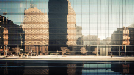 city reflection skyscraper buildingの素材