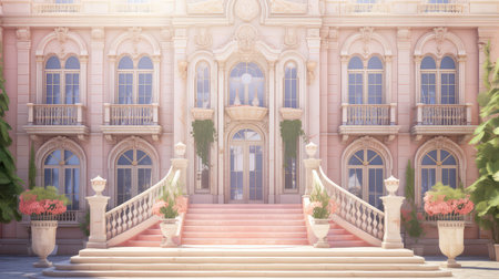 elegant facade mansion buildingの素材