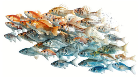 underwater school of fish isolatedの素材