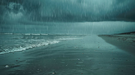 waves rainy beachの素材