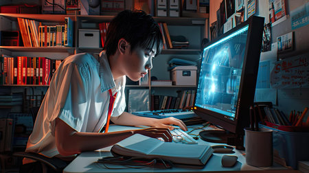 games middle school student computerの素材