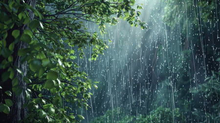 trees forest rainの素材