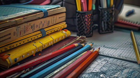 glue school supplies line artの素材