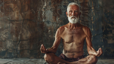 meditation older man yogaの素材