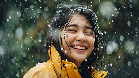 laughter smiling in the rainの素材