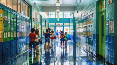 learning kids school hallwayの素材