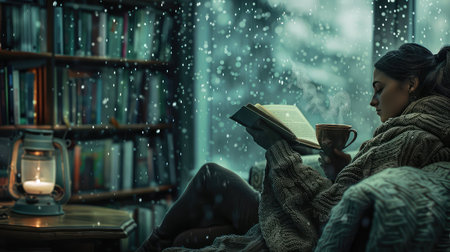 coffee rainy day readingの素材